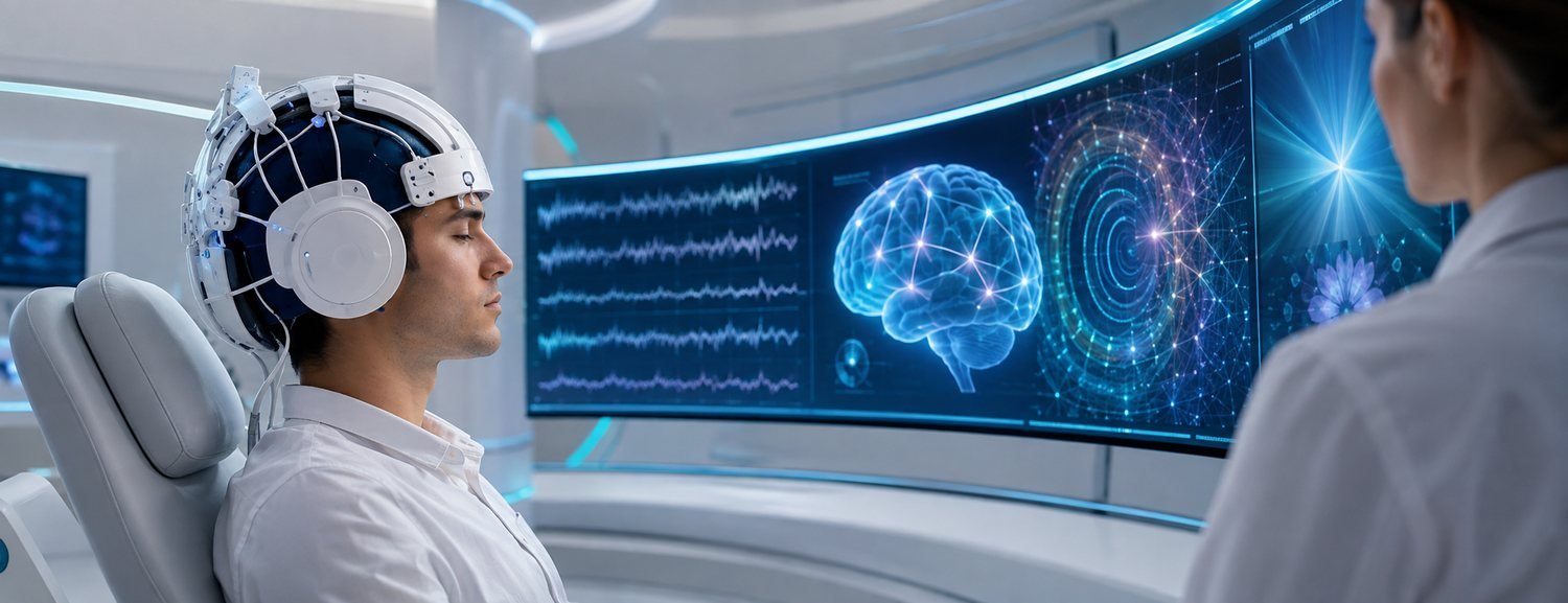 Supervised neurostimulation and neurofeedback — concept.